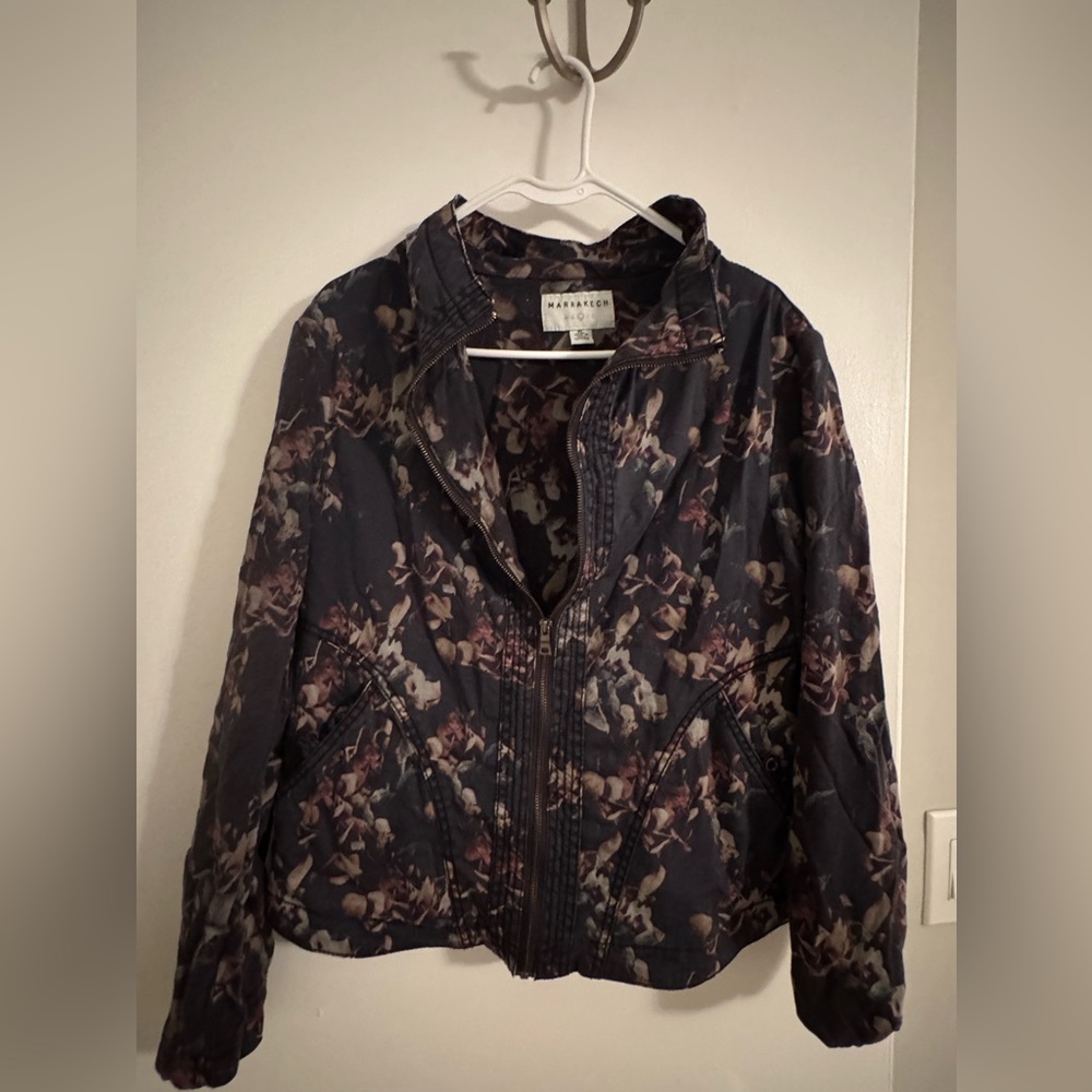 Anthropologie Floral Bicker Jacket - Black and Brown